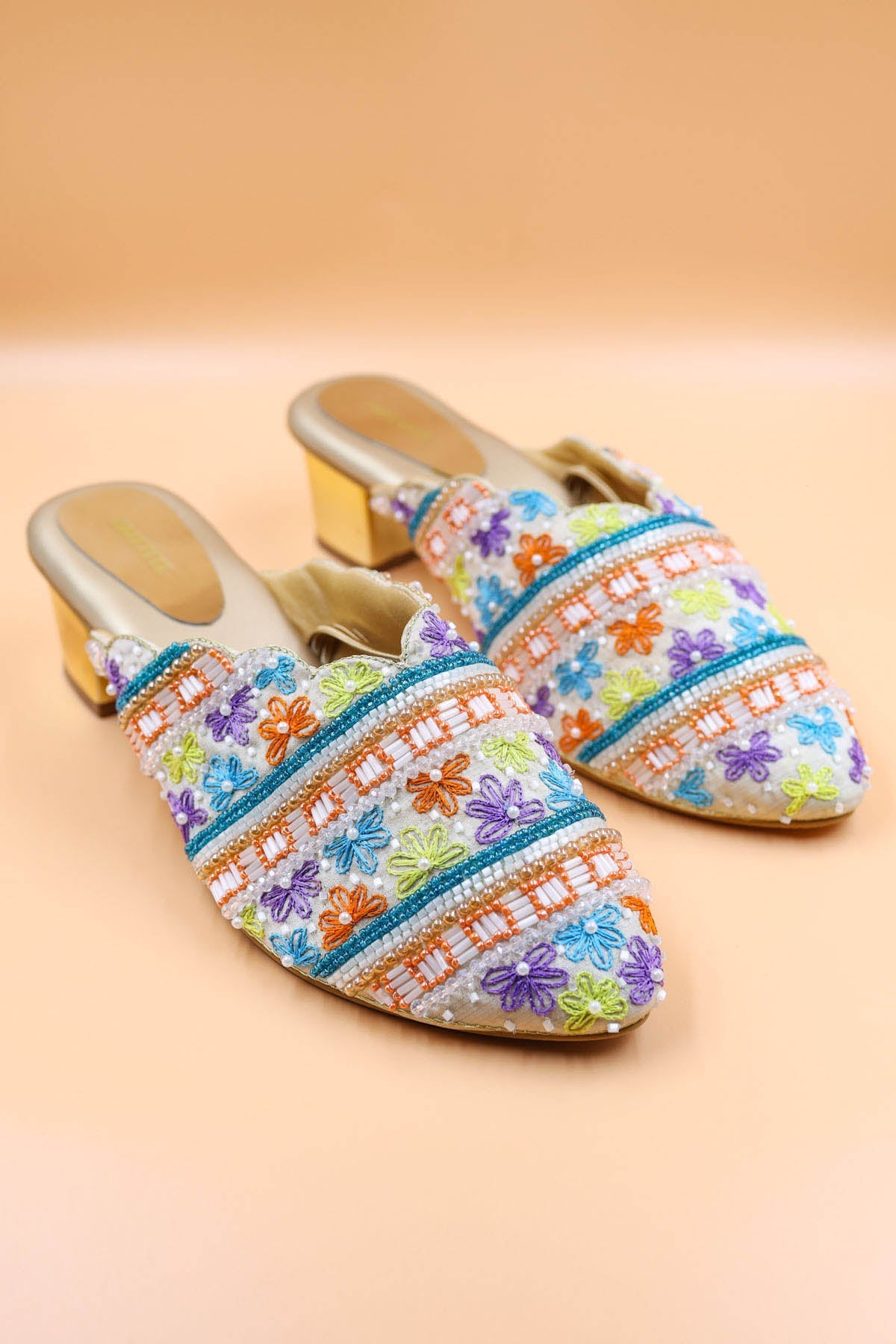 Foot Fuel Multicolor Rexine Bead Mules for accessories online at ScrollnShops